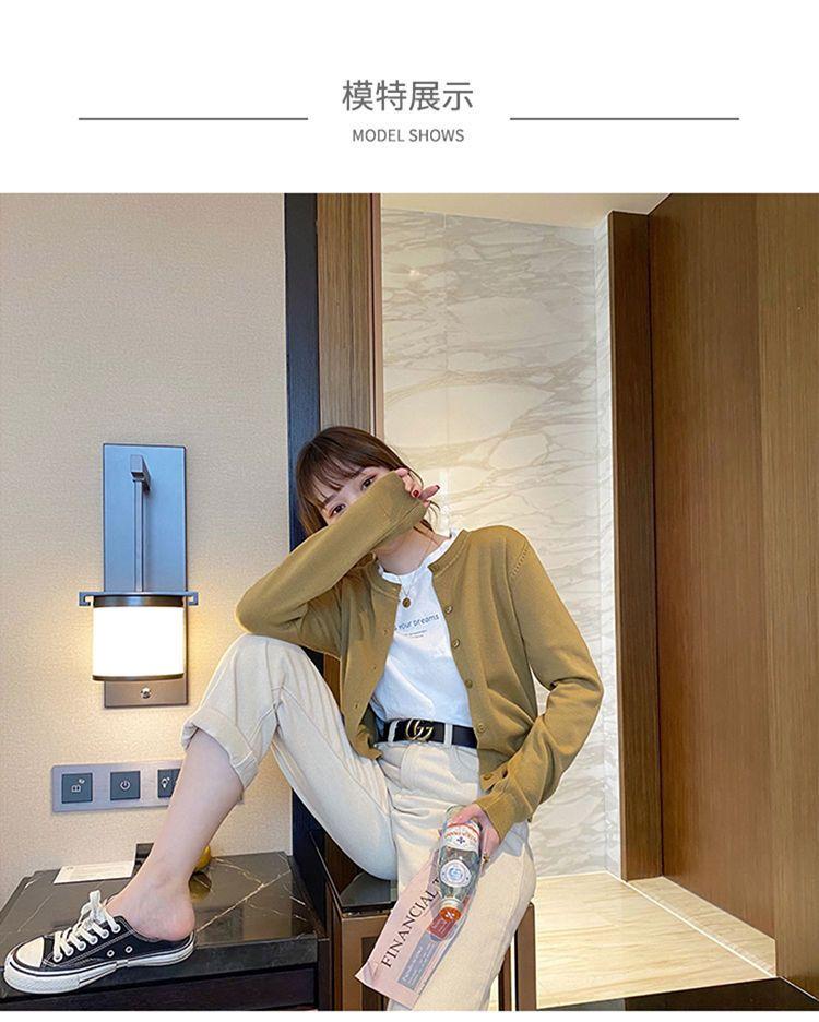 Product Introduction of Áo Cardigan Dệt Kim, Áo Khoác Phù Hợp Bên Ngoài Mỏng Mùa Thu, Dành Cho Nữ, Hàng Mới Về 2023, Áo Len, Ngắn Và Rộng, Màu Đen, Cổ Tròn, Áo Dài Tay 4
