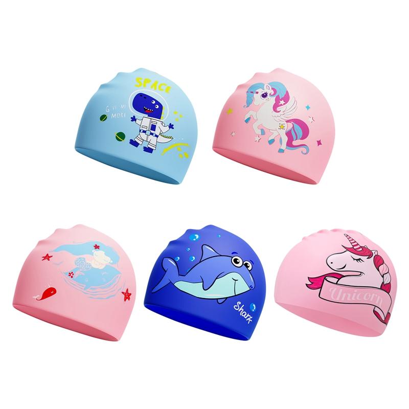 Product Introduction of Children's Swimming Cap Boys And Girls Long Hair Waterproof Head Training Professional Swimming Cap Silicone Cap 14