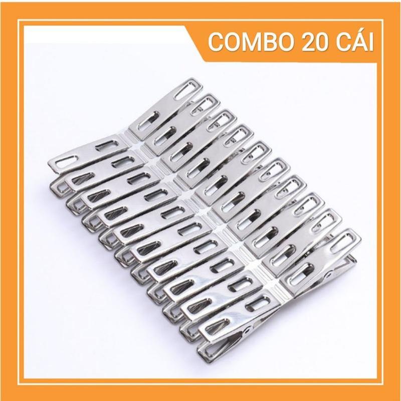 Combo 20 Kẹp Inox 304 Phơi Quần Áo, Chăn Mền 4x2cm