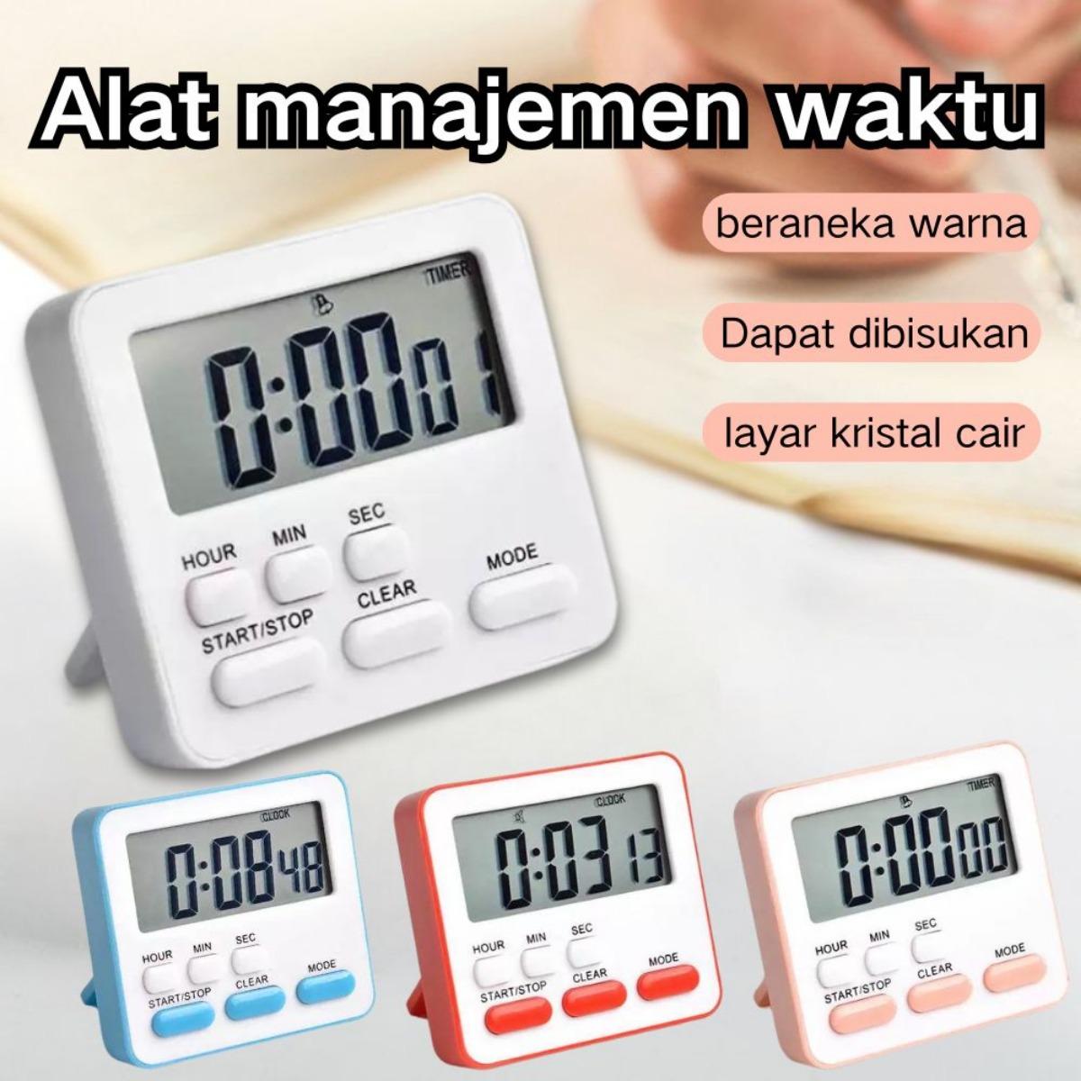 Timer Digital Multifungsi dengan Magnet, Klip & Display Backlight - Stopwatch, Countdown, Alarm, Snooze - Untuk Belajar, Dapur, Olahraga, Travelling