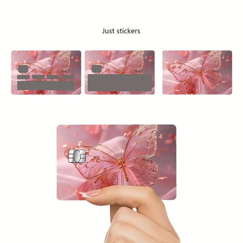 Butterfly Pattern Credit Card Sticker, 4 Counts/set Colorful Self Adhesive Debit Card Skin, Decorative Card Sticker for Women & Girls 8