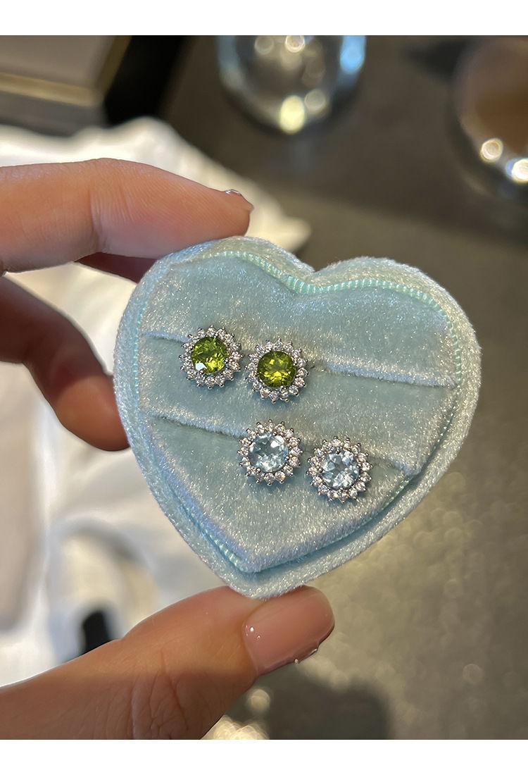 Product Introduction of Summer Fresh High Imitation Olivine Topaz Sterling Silver Needle Dopamine Stud Earrings Special-Interest Design High Sense Earrings Gift 14