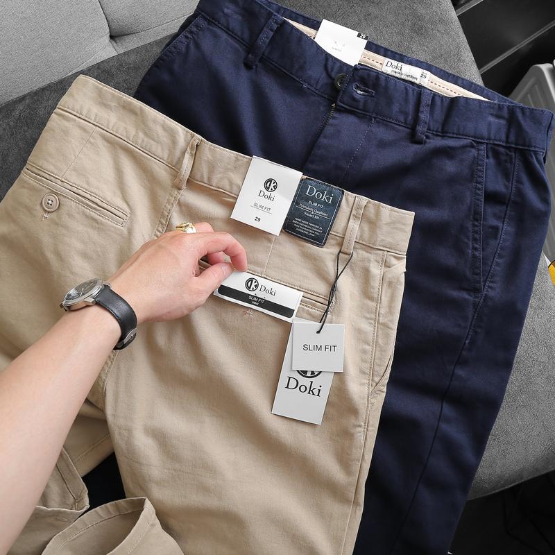 Quần Kaki Nam Chất Cotton Dày Dặn, Mềm Mịn, Co Giãn Nhẹ Thoải Mái Màu Xanh Than Menswear Jean Pants Kem 7
