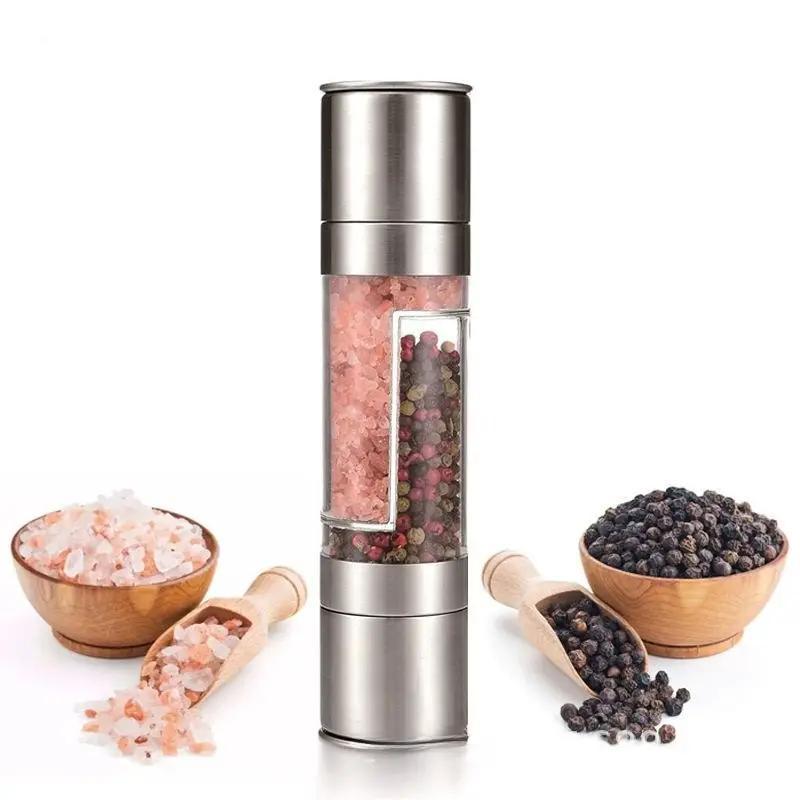 Stainless Steel Double-headed Pepper Grinder, Adjustable Durable Manual Grinding Bottle, Seasoning Grinding for Restaurant Kitchen, Seasoning Utensils 3