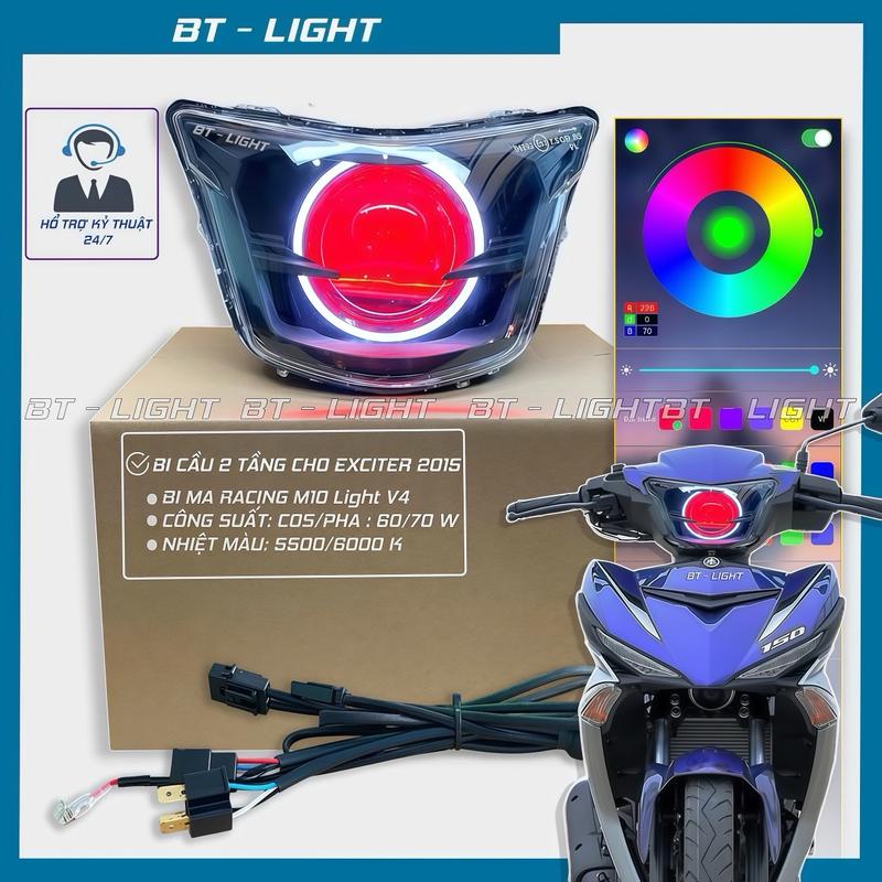 Đèn Bi Cầu Led 2 tầng M10 Light V4 cho Exciter 150 đời 2015 đến 2018 - Phụ kiện Đèn Pha