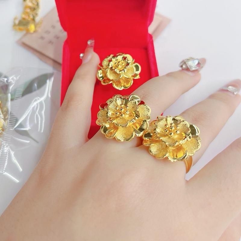 (Xem mô tả) Nhẫn Hoa Mai Lớp Phủ Màu 24 Hỗ Trợ Giữ Màu Sản Phẩm Women