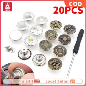 "20pcs/Set Kancing Jeans Logam Baut Instant Adjustable Magic Button Kancing Lepas Pasang Motif Detachable Tusuk Pengecil Celana Jeans  "