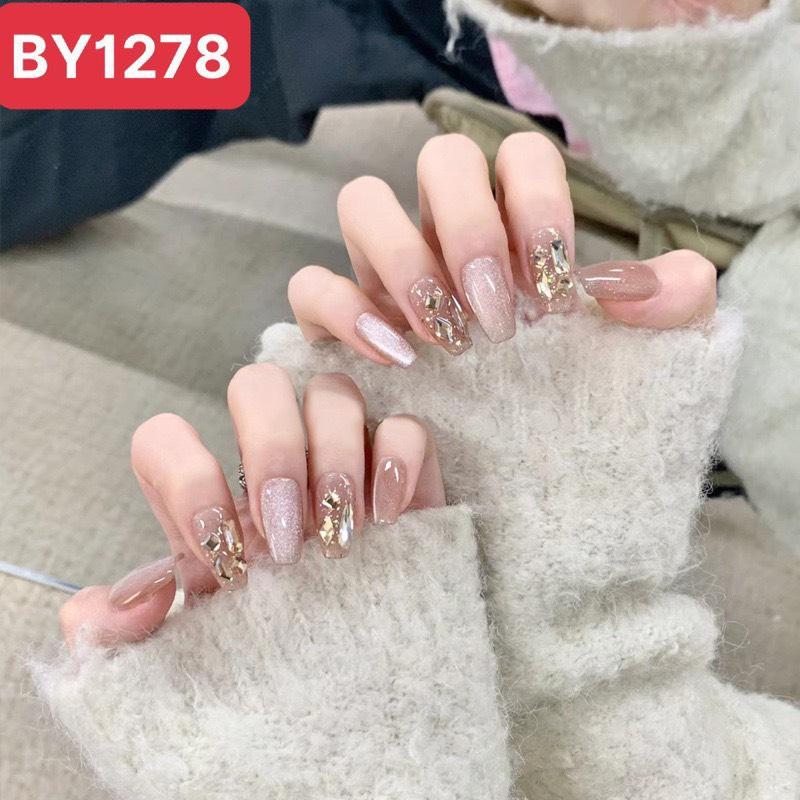 Tổng Hợp Mẫu NAILBOX Vuông Ngắn CHOCO - 24 M.óng Cực Xinh Nữ Women Tặng Keo Gắn Và Phụ Kiện phukien nail
