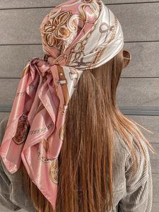 Bufanda de satín ligera con floral para mujer, diadema o hiyab de moda para exteriores, accesorio ideal para otoño invierno, diseño elegante