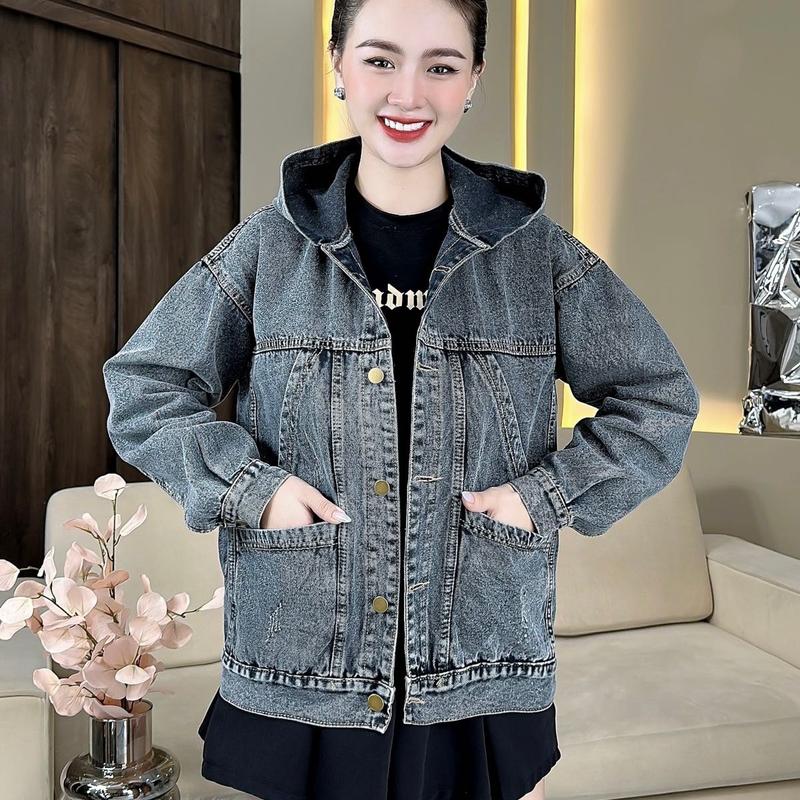 ( MÃ 1 ) ÁO KHOÁC JEAN NỮ 6 TÚI CÓ NÓN (CÓ TÚI TRONG) CÓ BIGSIZE Women Jacket Top Kem Top Kem
