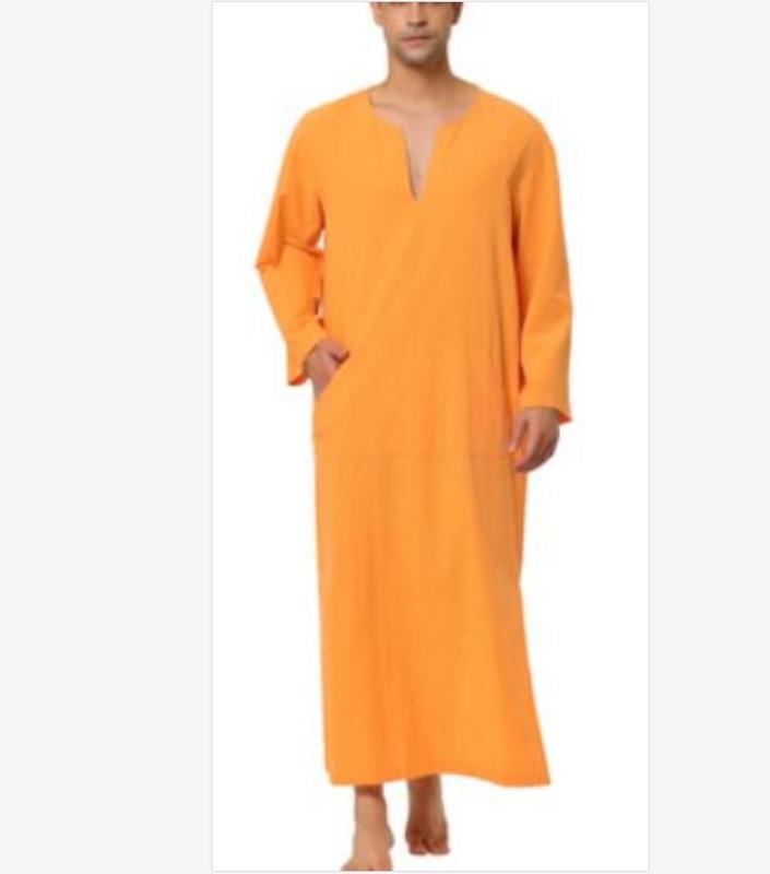 Product Introduction of 2024 Discount Fashion Hot Style Arabic Style Simple Long Men's Muslim Robe Men's 5