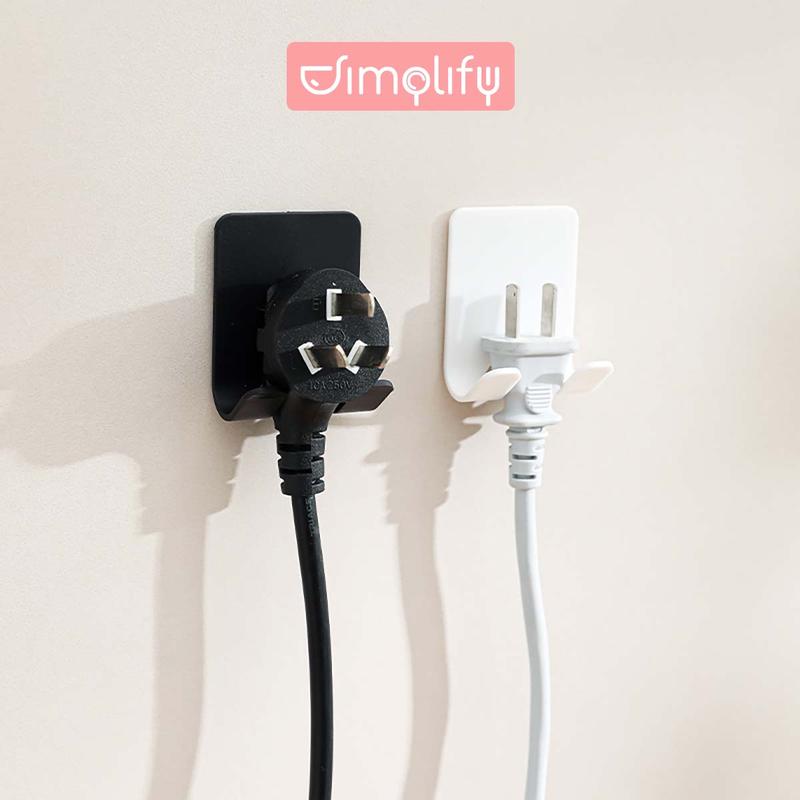 Set 2 Móc Treo Phích Cắm Điện Đa Năng Dán Tường Nhựa ABS