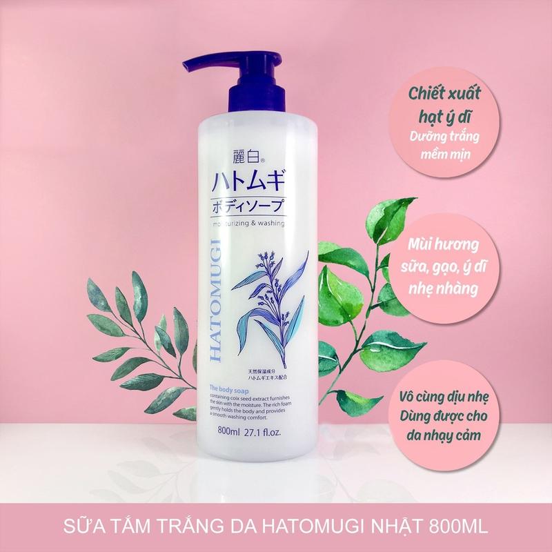 Sữa tắm Hatomugi Moisturizing Washing dưỡng ẩm trắng da Nhật Bản chai 800ml 1