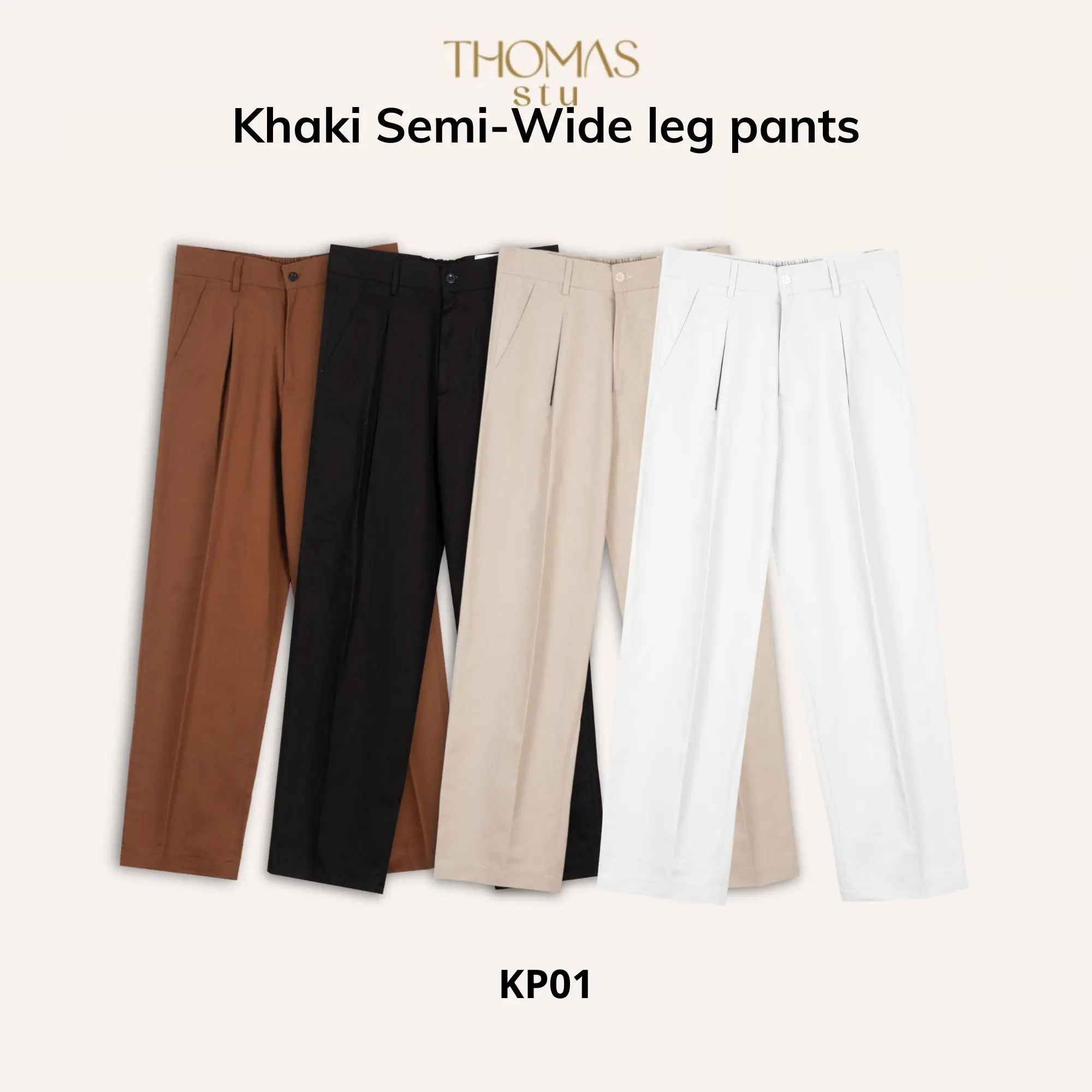 Quần ống rộng Wide fit vải Kaki cao cấp Thomas Eric Khaki Wide-Leg Pant Trouser