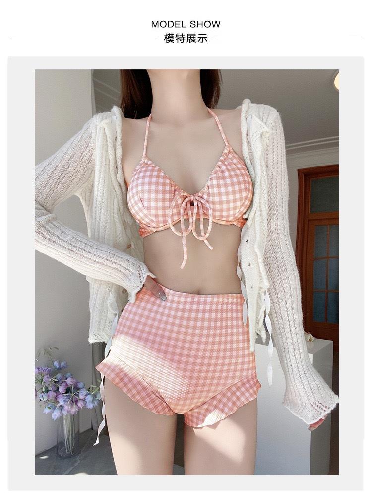 Product Introduction of Áo Tắm, Cho Bé Gái Và Phụ Nữ, Bộ Đồ Hai Mảnh Xẻ Tà Mùa Hè, Bikini Kẻ Sọc Tươi Mới, Phong Cách Pháp Gợi Cảm, Thích Hợp Cho Mùa Mùa Xuân Nóng Bỏng, Áo Tắm 2