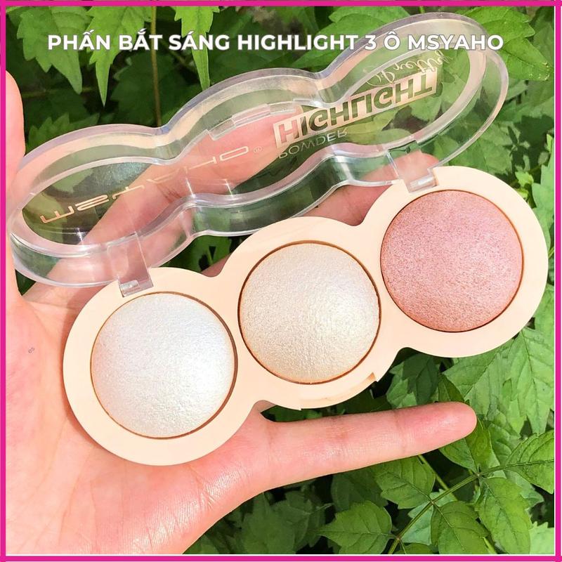 Phấn bắt sáng Highlight 3 ô MSYAHO nhũ mịn và lâu trôi YH695