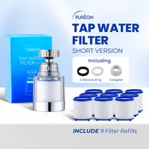 [ Free 1+9 Refills ] PUREON Tap Water Filter Short Version – Filter Keran Air + Adapter | Saringan Air Keran | Air Jernih Bebas Kotoran