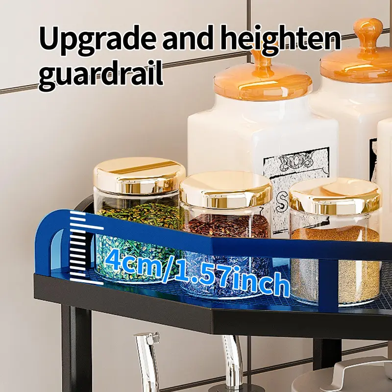 Kitchen Storage Rack, 1 Count Double Layer Corner Storage Rack, Multifunctional Space Saving Countertop Storage Rack for Kitchen, Restaurant, Bathroom 3
