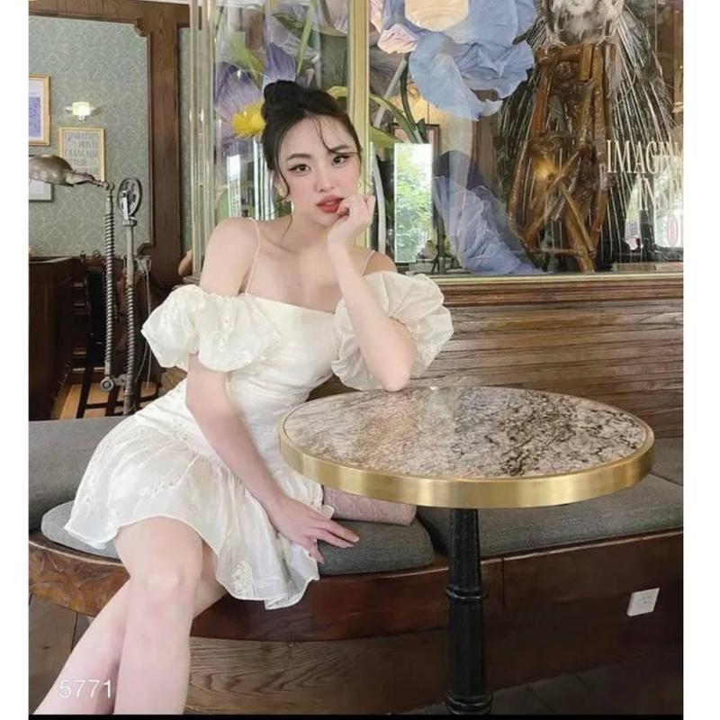 Đầm thiết kế tay bồng trễ vai dáng ngắn siêu xinh-ELLISY dress