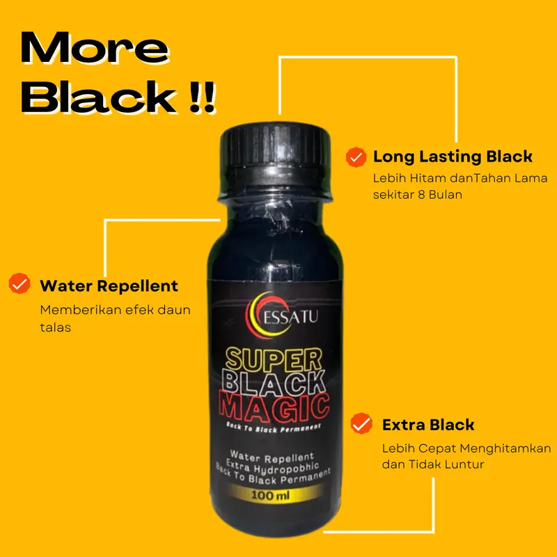 Essatu Penghitam Dashboard Motor dan Mobil Super Black Magic 100 ML 1