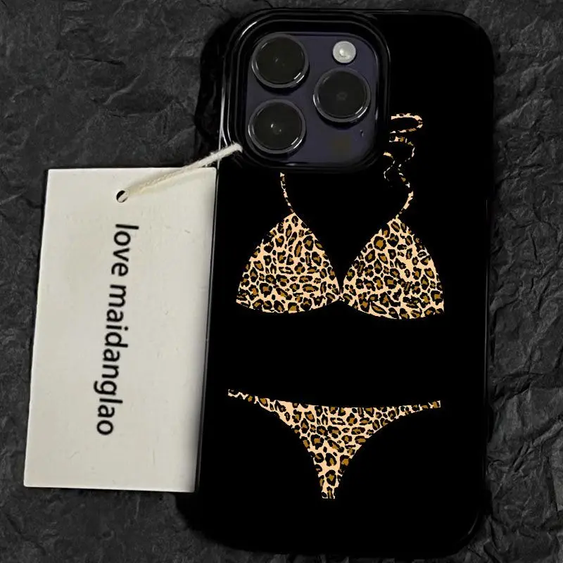 Bikini Họa Tiết Da Báo, Tương Thích Với iPhone 11, 12, 13, 14, 15, 16plus, XS Max, 7, 8 plus, Vỏ Thạch, 11, 12, 13, 14, 15, 16pro Max, X, XR, iPhone 11pro Và 13pro, Bóng Loáng