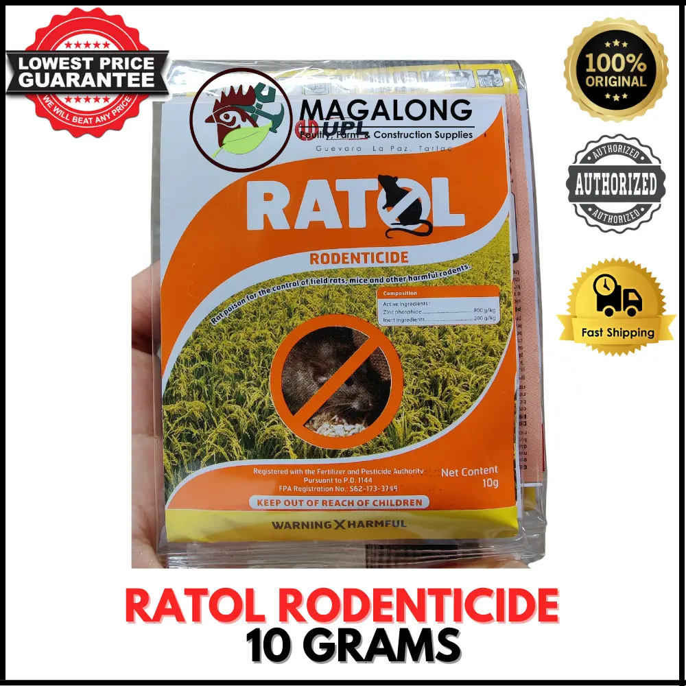 RATOL (ZINC PHOSPHIDE) - RAT KILLER - RODENTICIDE 10 grams per sachet
