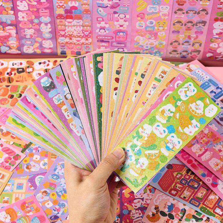 10 tờ Sticker trang trí phủ nhũ óng ánh 4