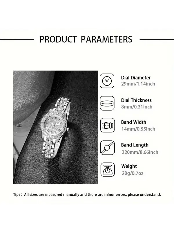 Women's Elegant Fashion Rhinestone Decorated Quartz Watch & Bracelet Set, Fashion Watch Set for Party, Daily Decor, Trendy All-match & Exquisite Watch Set for Gift 1