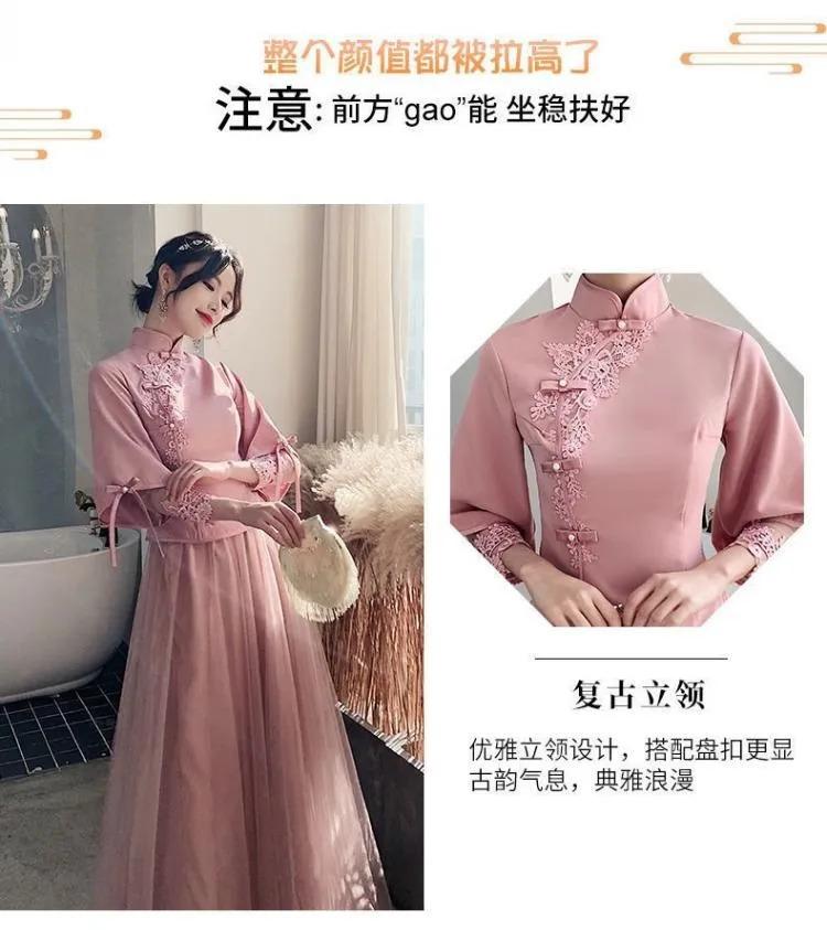 Product Introduction of Daidai (Ready Stock) Bridesmaid Dress Elegant Chinese Cheongsam Wedding Chinese Retro Bridesmaid Dress Long Elegant Graceful Daily Style Dress Female Friends Sisters Group Improved Cheongsam 23