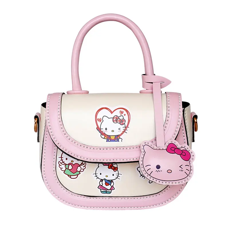 Hello Kitty Thiết kế Saddle Bag, DIY Handmade Weave Bag, Chất liệu DIY, Hello Kitty Yuguigou Single Shoulder Slant Bag, Túi xách Nữ