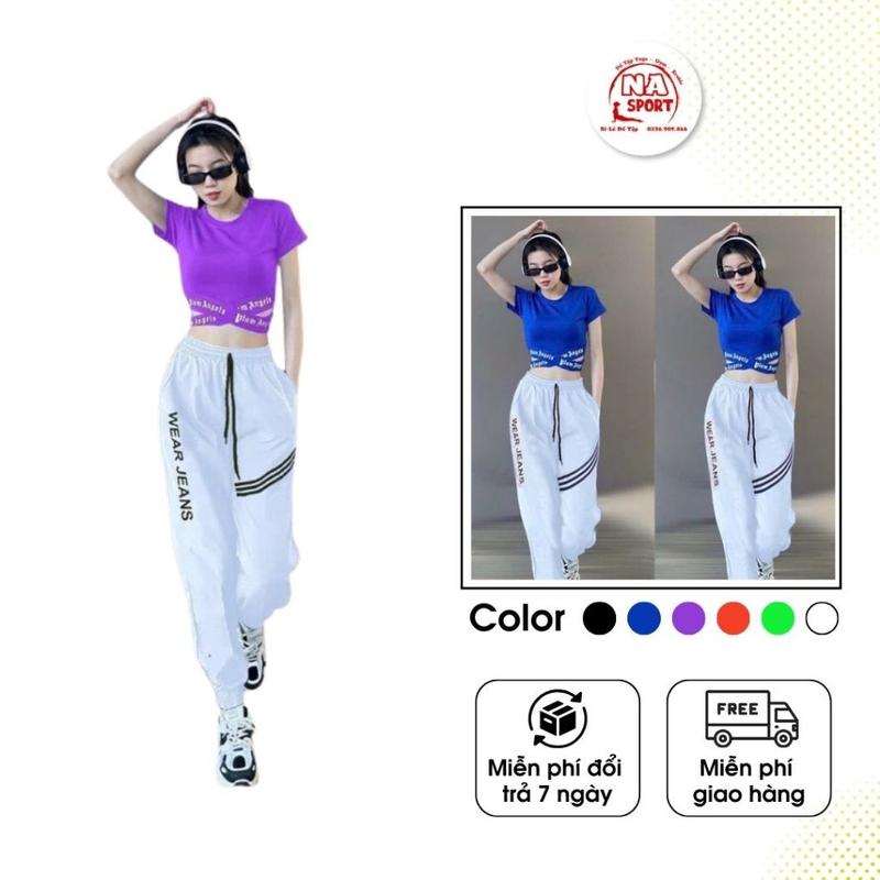 Bộ thể thao nữ bộ gym yoga aerobic nữ set đồ tập gym quần dài áo crop phối chéo tôn dáng quần jogger phối sọc cá tính Sport Tập Thể Dục Chạy Bộ Thể Dục Top