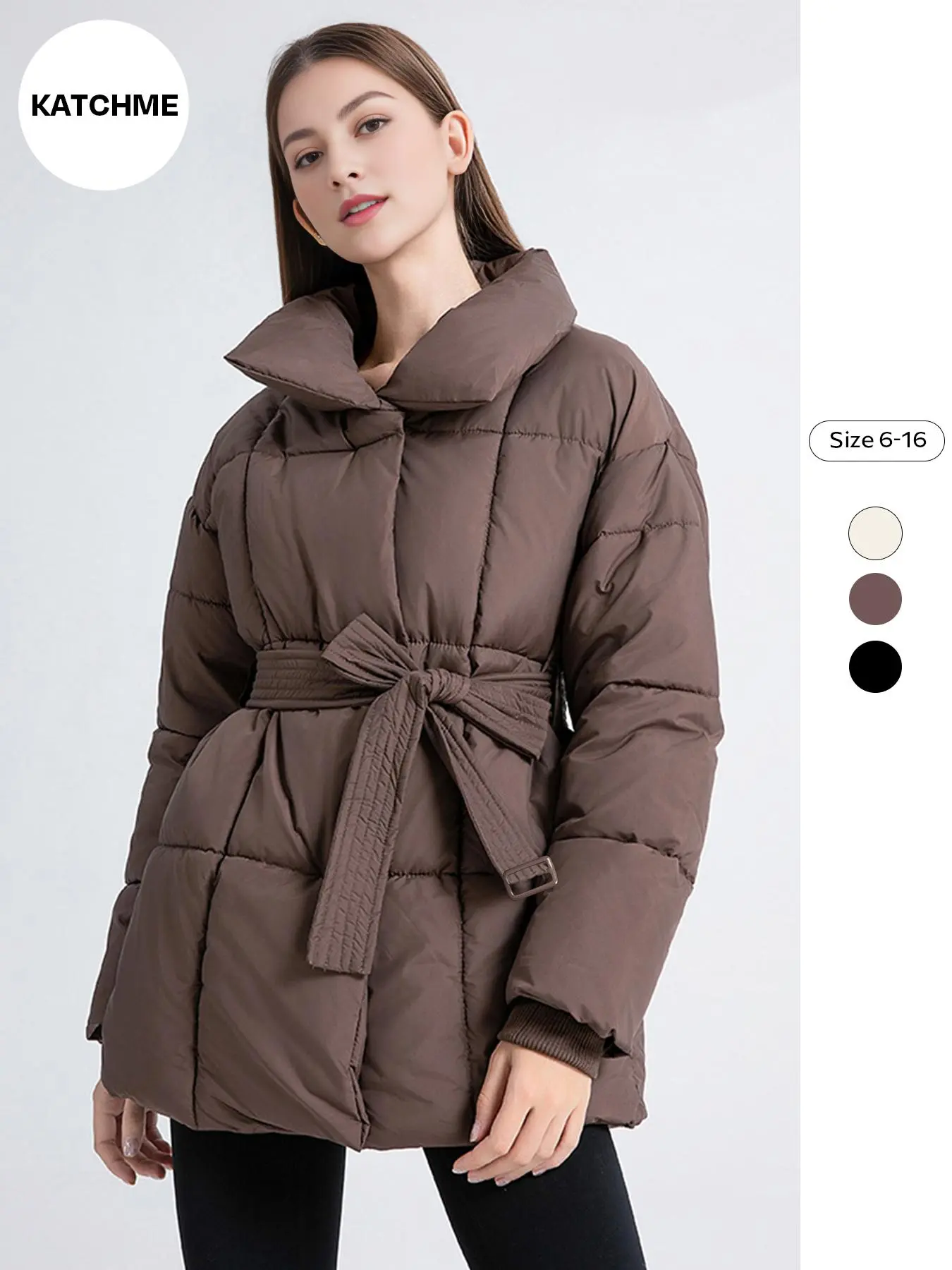 Women's Solid Button Front Belted Coat, Casual Long Sleeve Zip Up Outerwear for Fall & Winter, Ladies Clothes for Daily Wear