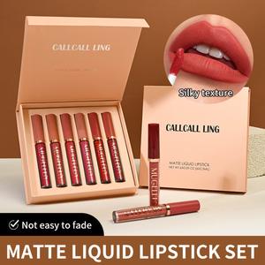 ลิปสติกเนื้อแมท เซ็ต 6 สี สวยทันสมัย ทาง่าย ไม่เลอะ เหมาะสำหรับแต่งหน้าทุกวันแบบพกพา