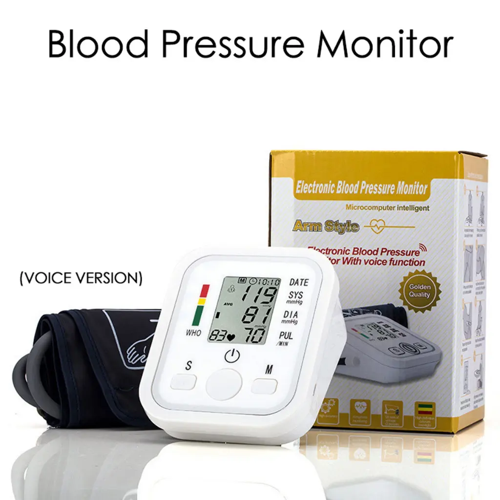Blood Pressure Monitor Automatic Voice Function Digital LCD Arm BP Cuff Measuring Tekanan Darah【English Voice】
