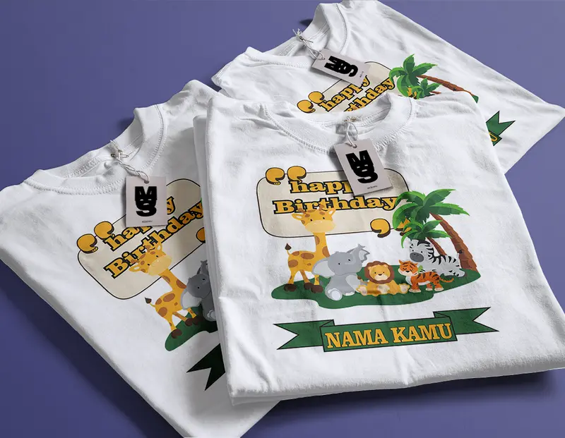 Mvsd Kaos Custom Ulang Tahun Keluarga Anak dan Dewasa Laki-Laki dan Perempuan Family Couple Motif Zoo Gratis Nama 3