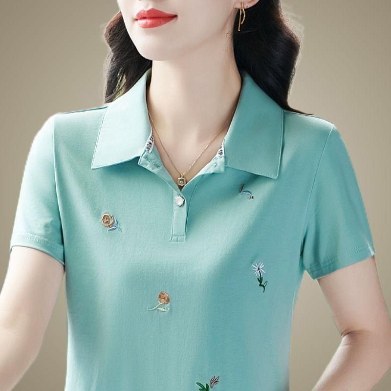 Áo Ngắn Tay Cho Mẹ TRUNG NIÊN Hợp Xu hướng Xu Hướng Thời Trang Mới Mùa Hè Cho Nữ, Áo Thun Thanh Lịch Và Dễ Phối Đồ Áo POLO 3