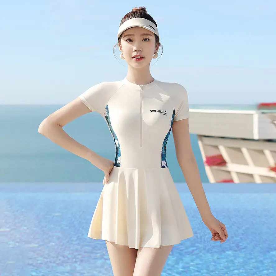 Swimsuit Women's Summer 2024 New Belly-Covering Thin and Comfortable Hot Spring Swimming Pool Dedicated Siamese Conservative Swimsuit Wholesale