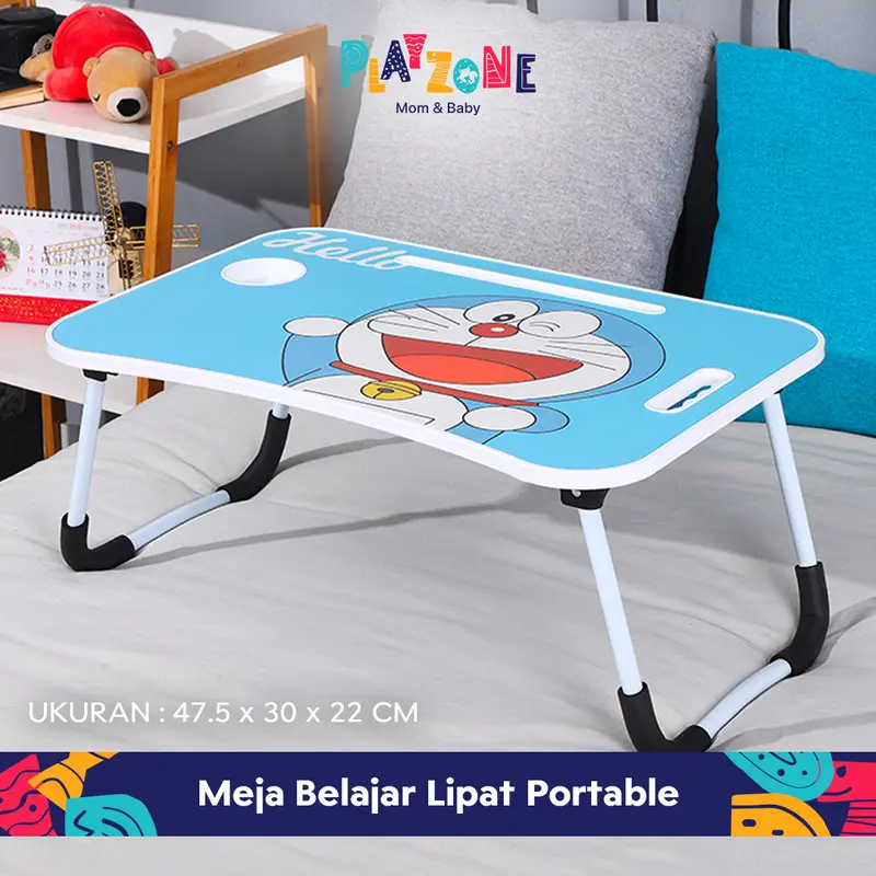 PlayZone COD Meja Laptop Lipat Portable Meja Belajar Anak Multifungsi Anti Air Karakter dan Polos Kayu 0
