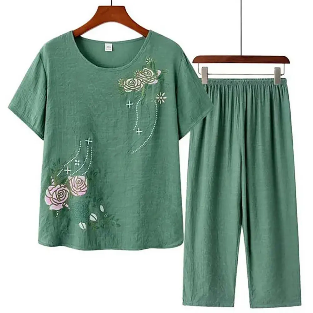 Drkle-Áo Thun Ngắn Tay Cho Nữ, Áo Và Quần In Hoa, Dáng Rộng, Trang Phục Mặc Nhà, Loungewear