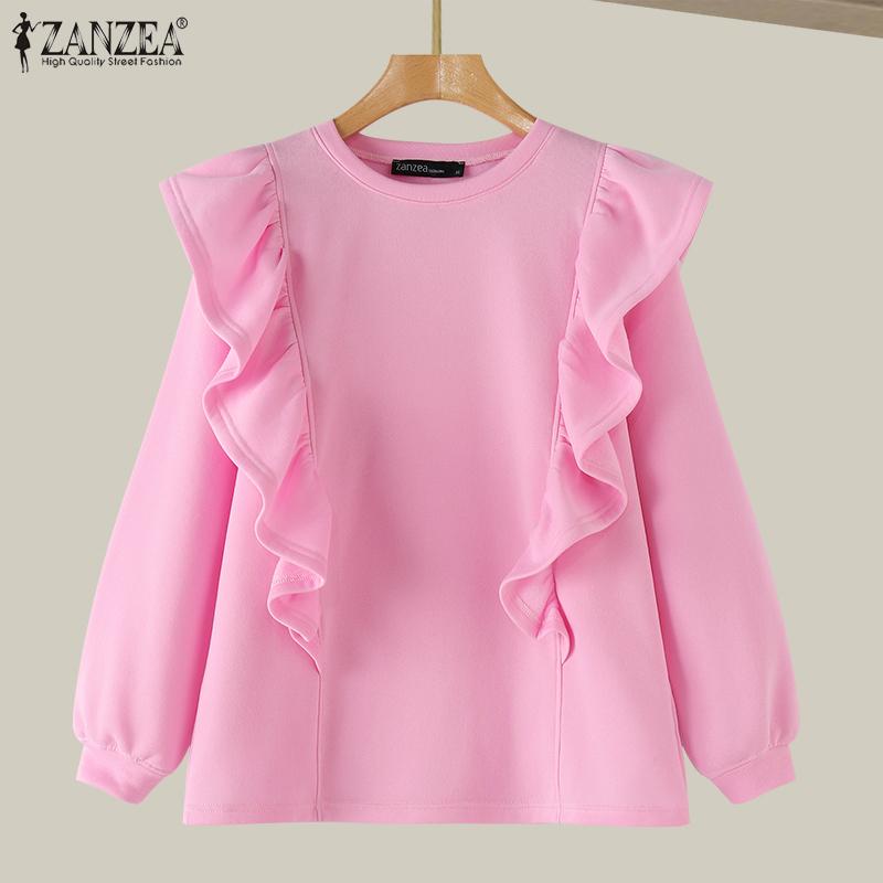 Product Introduction of ZANZEA Women Fashion Ladylike O Neck Pullover Full Sleeve Ruffled Edge Office Casual Sweatshirts * 33