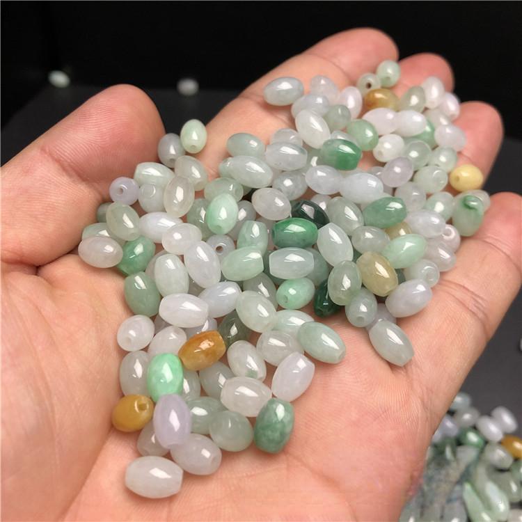 (10 pcs/pack) Myanmar jadeite A goods jade beads long beads 6x8mm woven jewelry jade beads 8