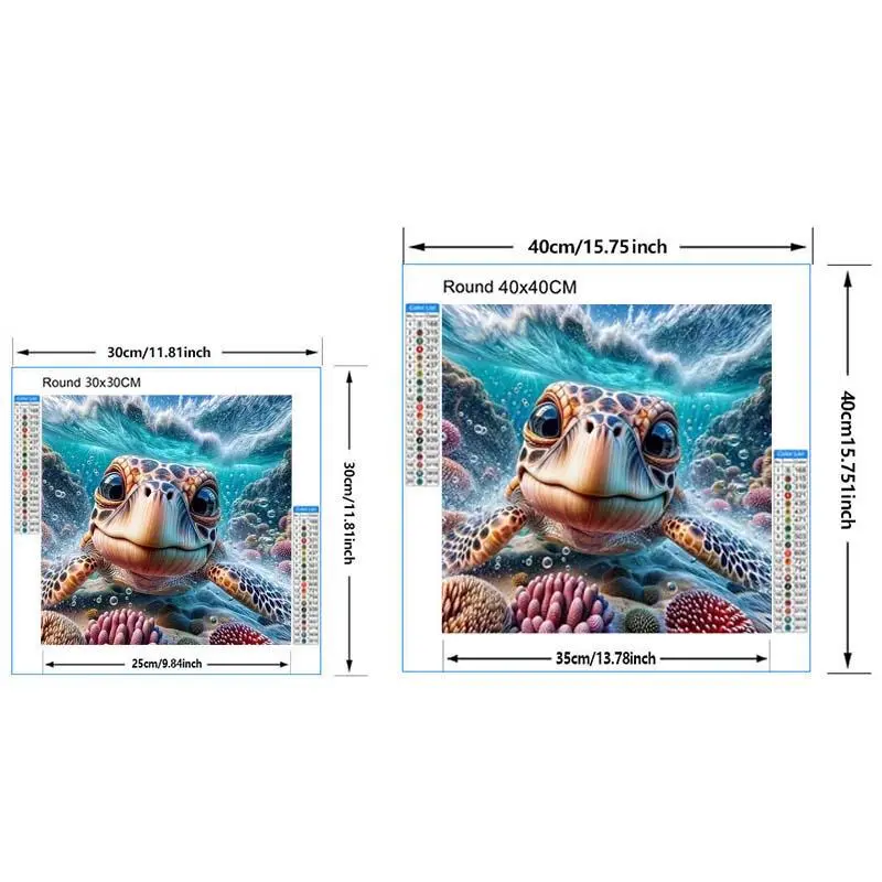 5D DIY Diamond Arts Colorful Painting Kit, Sea Turtle Pattern Diamond Arts Colorful Painting without Frame, DIY Decorative Art Picture for Beginner 1