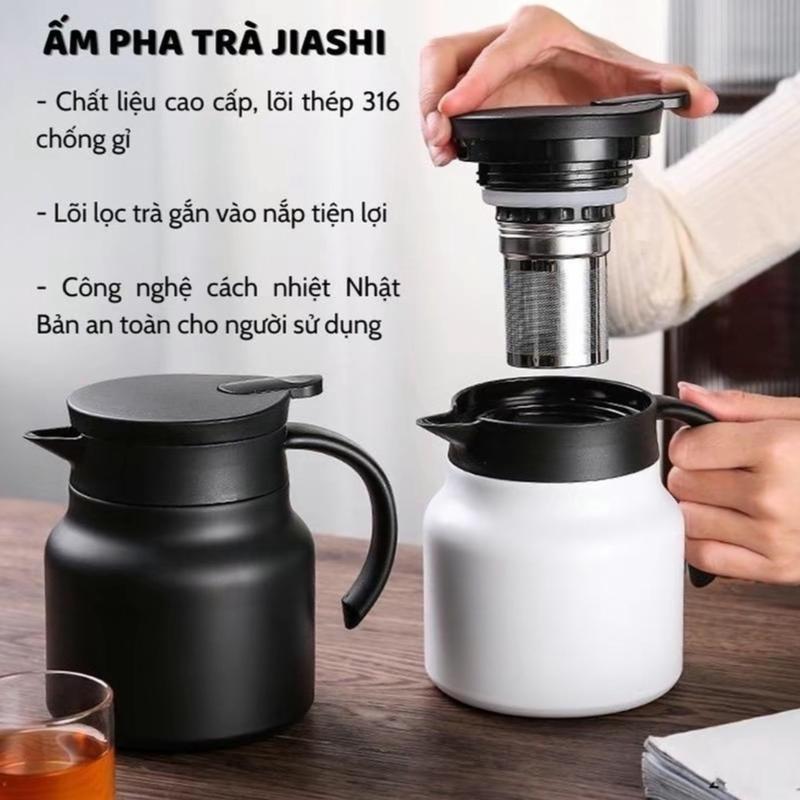 Ấm Pha Trà Giữ Nhiệt Inox Dung Tích 1000ML Có Lưới Lọc, Bình Pha Trà Cao Cấp Phong Cách Hiện Đại đa năng Gia Dụng Lan Anh