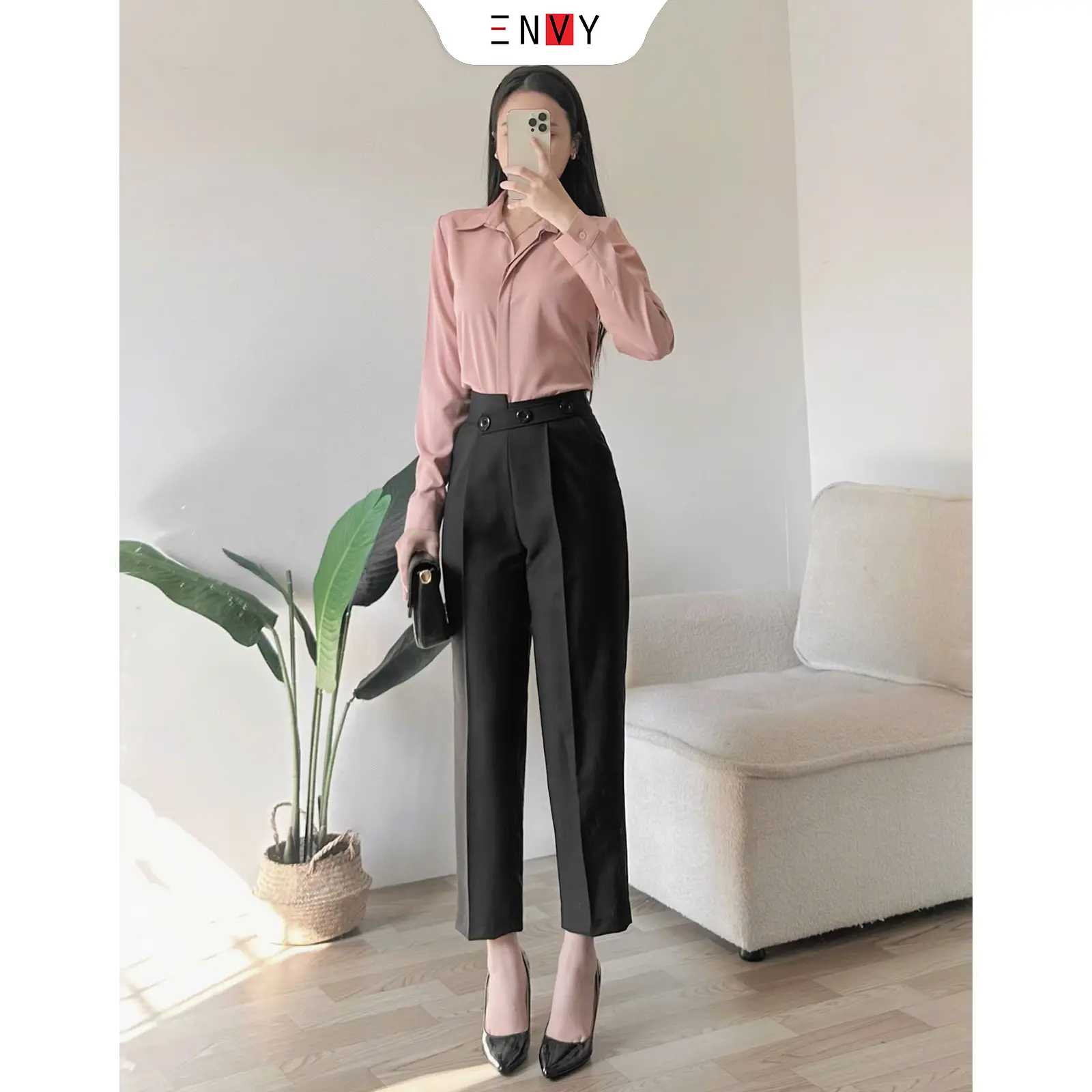 Quần Tây Baggy Lưng Kiểu ENVY QK25 Dây Kéo Sau Lưng