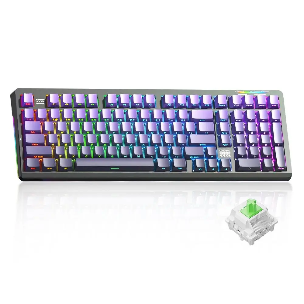 Wireless Mechanical Keyboard, Rechargeable Gaming Keyboard with RGB Side Light, Ergonomic Keyboard for Gaming, Office, Home