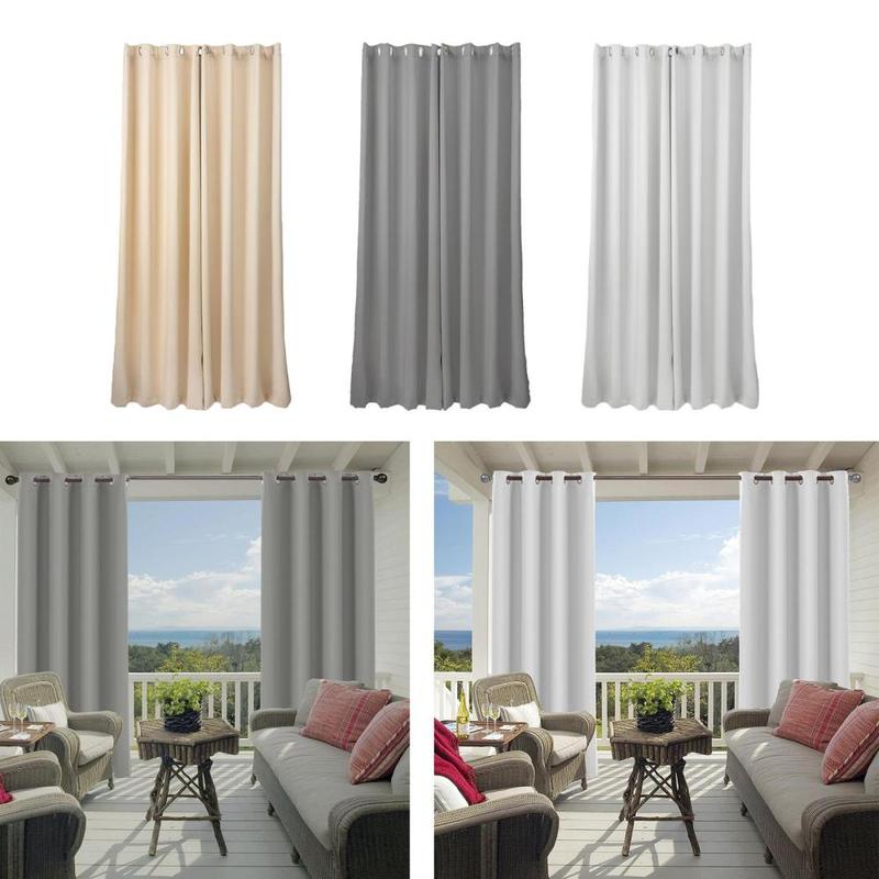 Waterproof Indoor/Outdoor Curtains for Patio - Thermal Insulated, Sun Blocking Blackout Curtains for Bedroom, Porch, Living Room, Pergola, Cabana 4