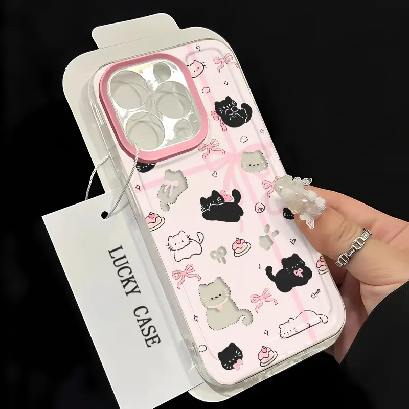 Ốp Điện Thoại Họa Tiết Mèo Đen, Thiết Kế Sang Trọng Và Thời Trang, Tương Thích Với iPhone 16 Pro Max, 11, 12, 13, 14, 15, XR, X, XS Max, 7, 8 Plus, SE2020, Chất Liệu TPU, Trong Suốt, Bao Gồm Tất Cả, Ốp ốp Mềm Silicon Chống Trượt, Giá Cả Phải Chăng 2