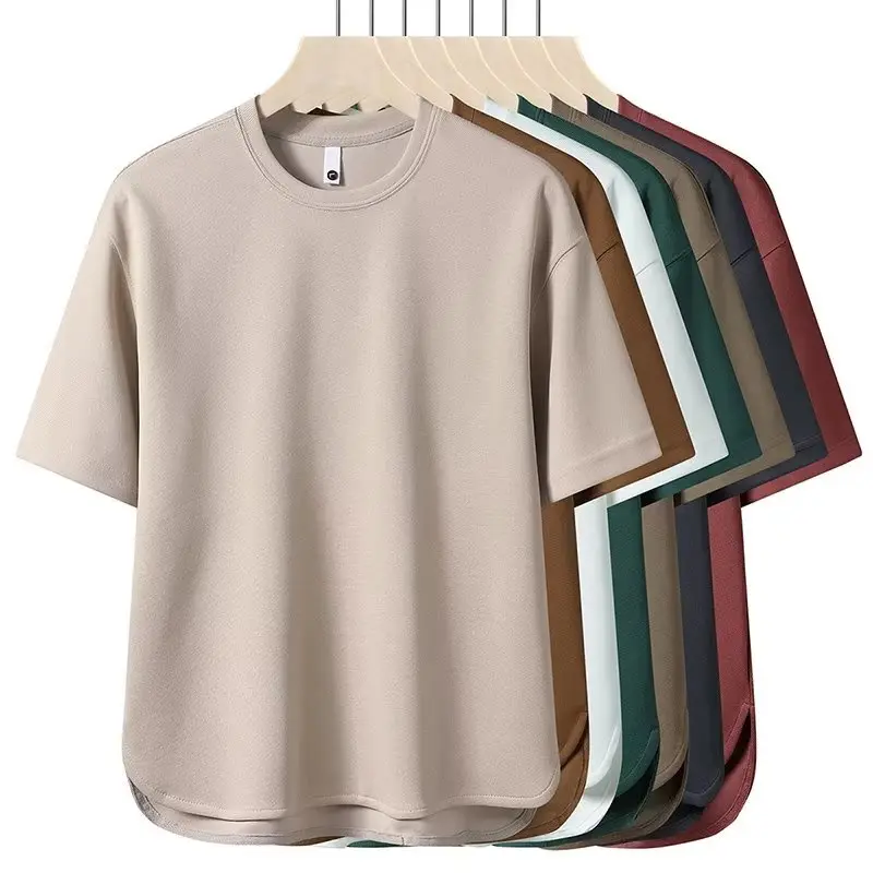 Fashion men summer solid loose rayon short sleeve T-shirt M-4XL