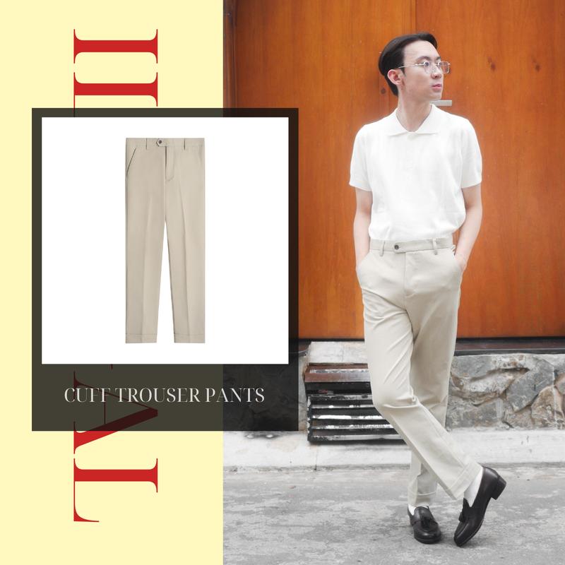 ILLÉGAL - Quần Âu Nam Ống Suông Gấu Lơ Vê Vàng Cát - GRAYISH YELLOW CUFF TROUSER PANTS