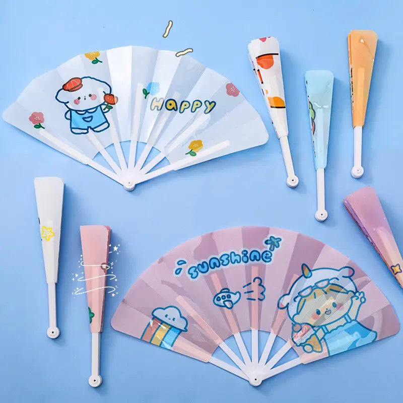 Quạt Nan Nhựa Xếp Xòe Hoạt Hình Cute , Quạt Nan Cầm Tay Gập Gọn